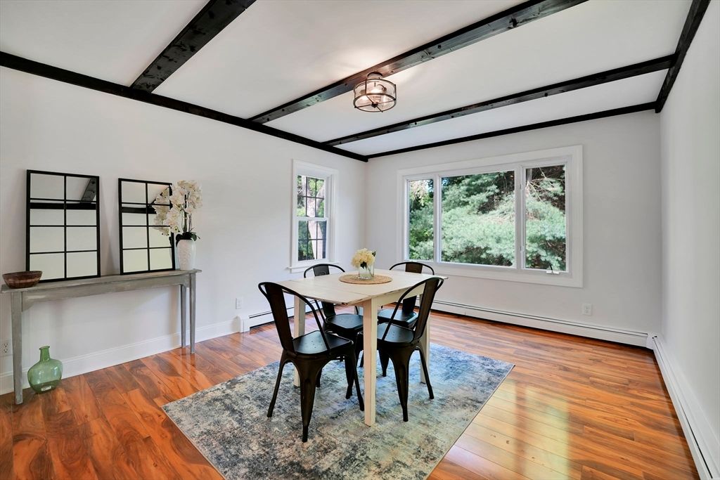 Dining room, Interior, Wooden Beams, Wood Texture Flooring