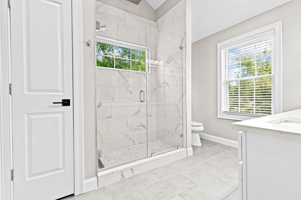 Bathroom, Glass Shower, Interior, Marble Walls