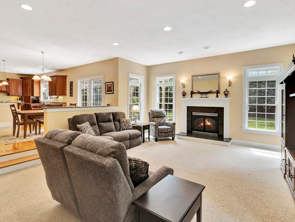 Dining room, Fireplace, Interior, Kitchen, Living room, Pendant Lights, Recessed Lighting
