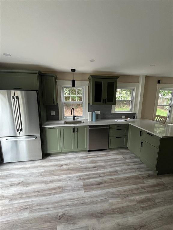 Interior, Kitchen, Stainless Steel Appliances, Wood Texture Flooring