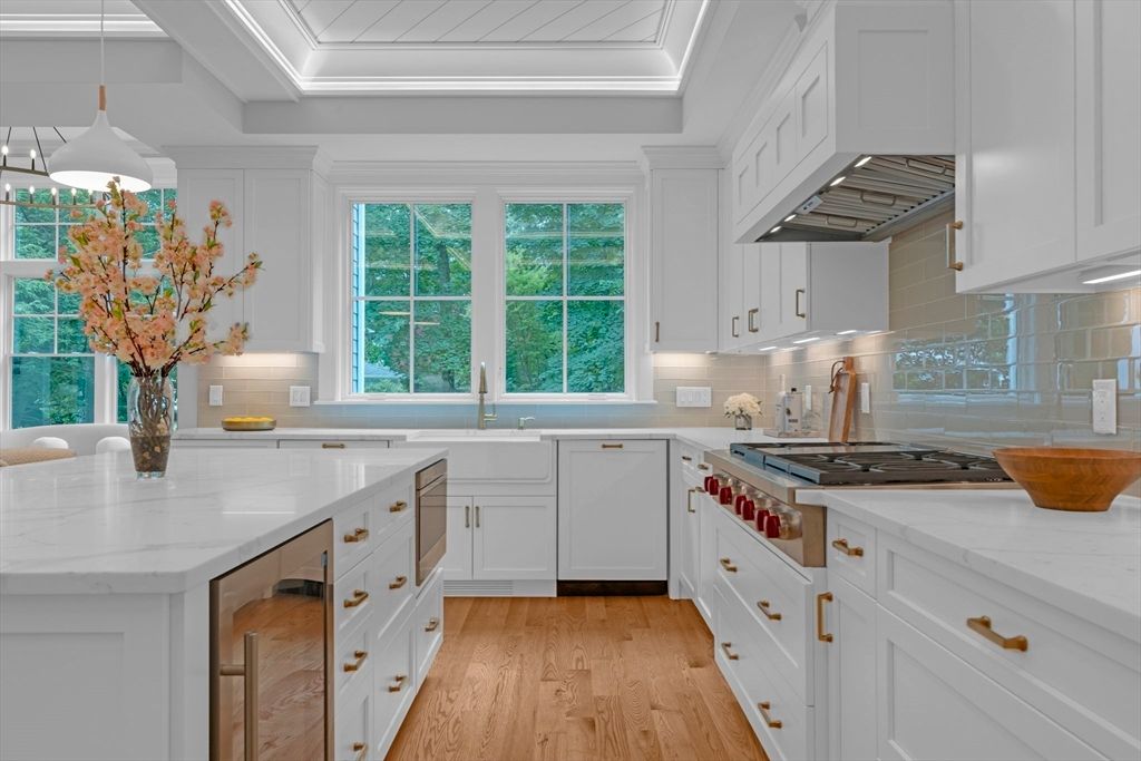 Interior, Kitchen, Pendant Lights, Stainless Steel Appliances, Wood Texture Flooring