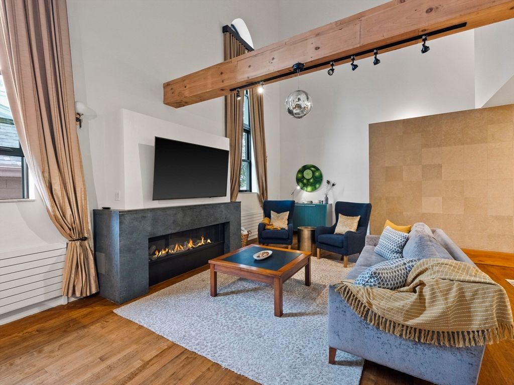 Fireplace, Interior, Living room, Wooden Beams, Wood Texture Flooring