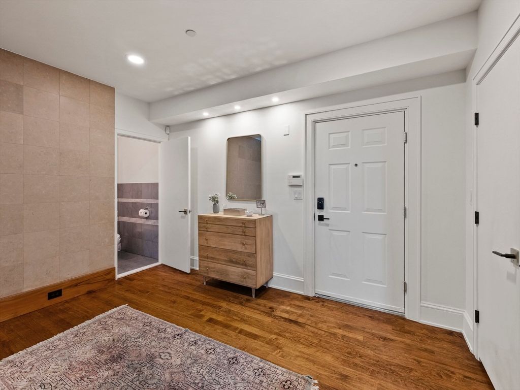 Bathroom, Interior, Recessed Lighting, Wood Texture Flooring