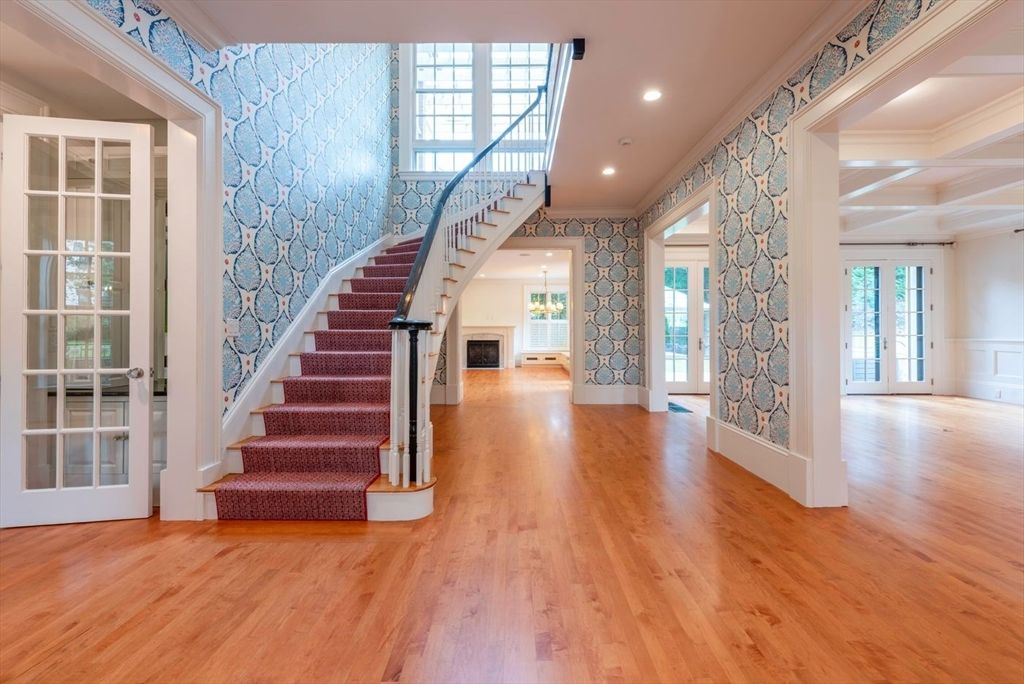 Empty room, Fireplace, Interior, Recessed Lighting, Wood Texture Flooring
