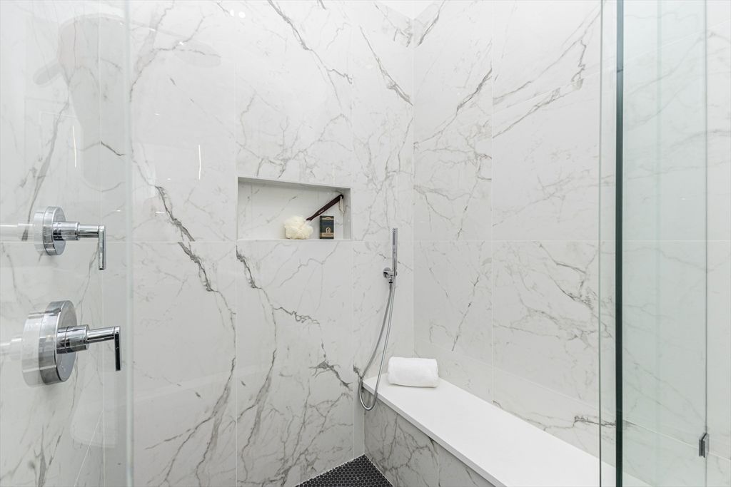 Bathroom, Glass Shower, Interior, Marble Walls