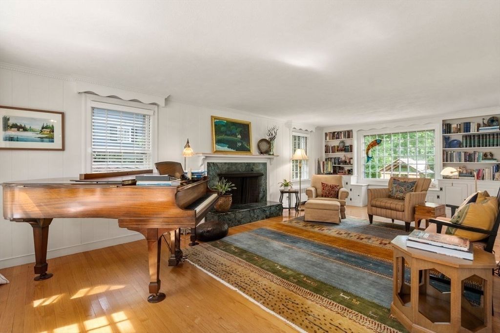 Fireplace, Interior, Living room, Piano, Wood Texture Flooring