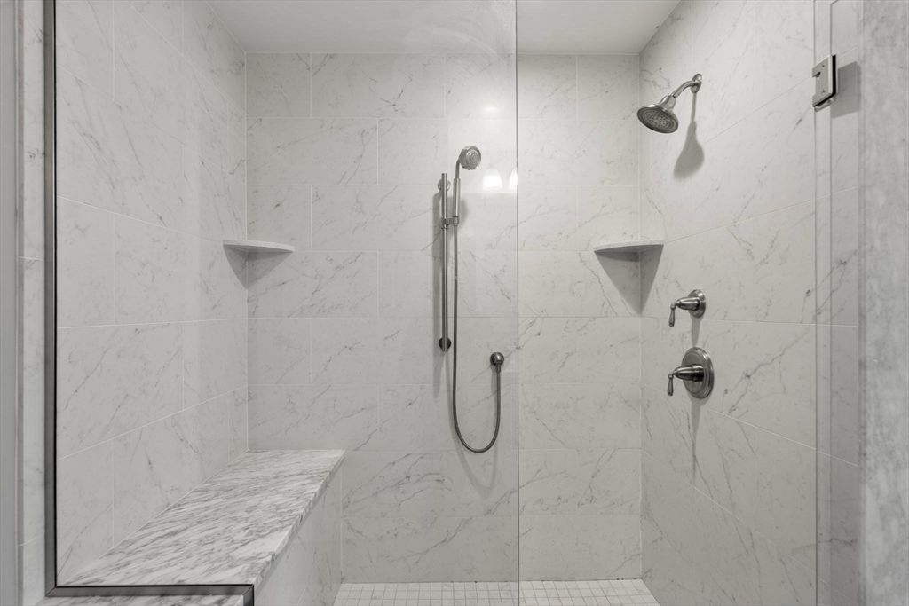 Bathroom, Dual Sink Vanities, Glass Shower, Interior, Wood Texture Flooring
