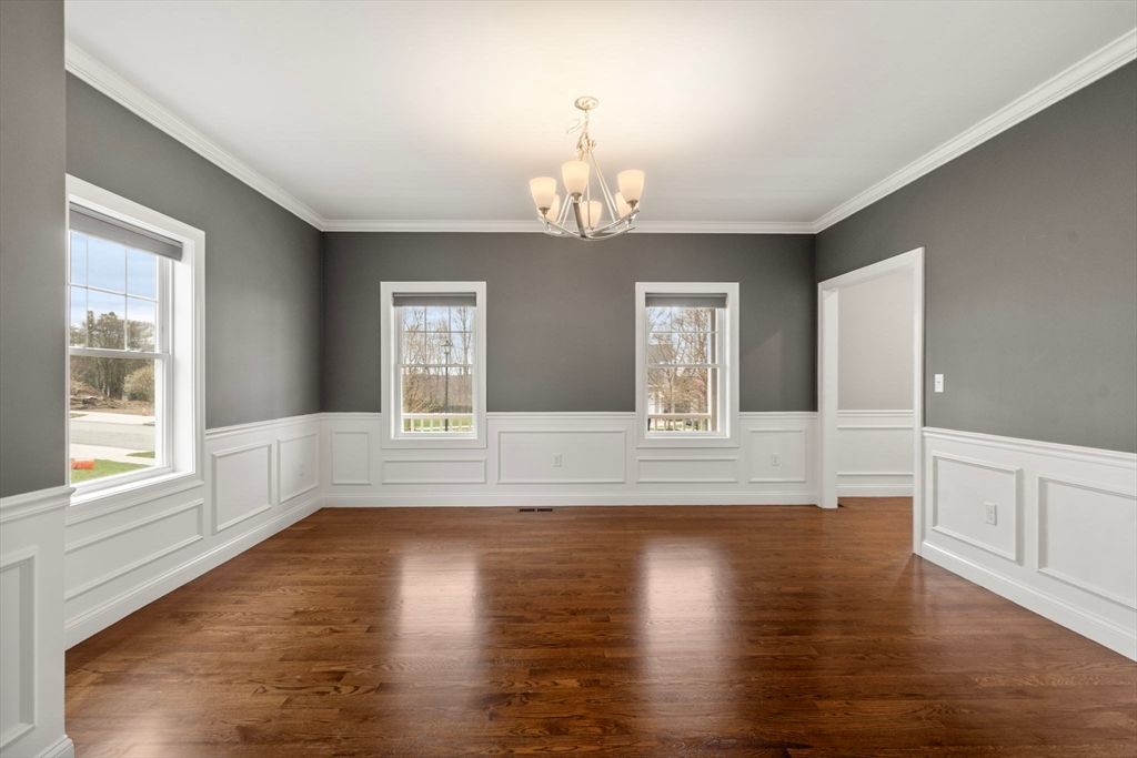 Empty room, Fireplace, Interior, Recessed Lighting, Wood Texture Flooring