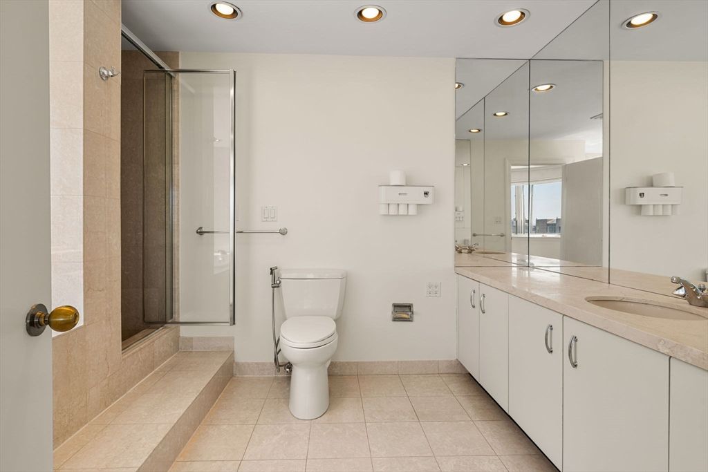 Bathroom, Dual Sink Vanities, Glass Shower, Interior, Recessed Lighting