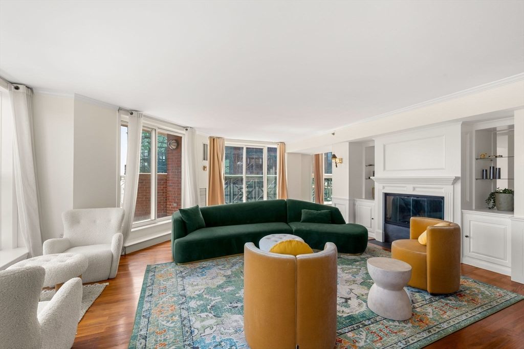 Fireplace, Interior, Living room, Pendant Lights, Wood Texture Flooring