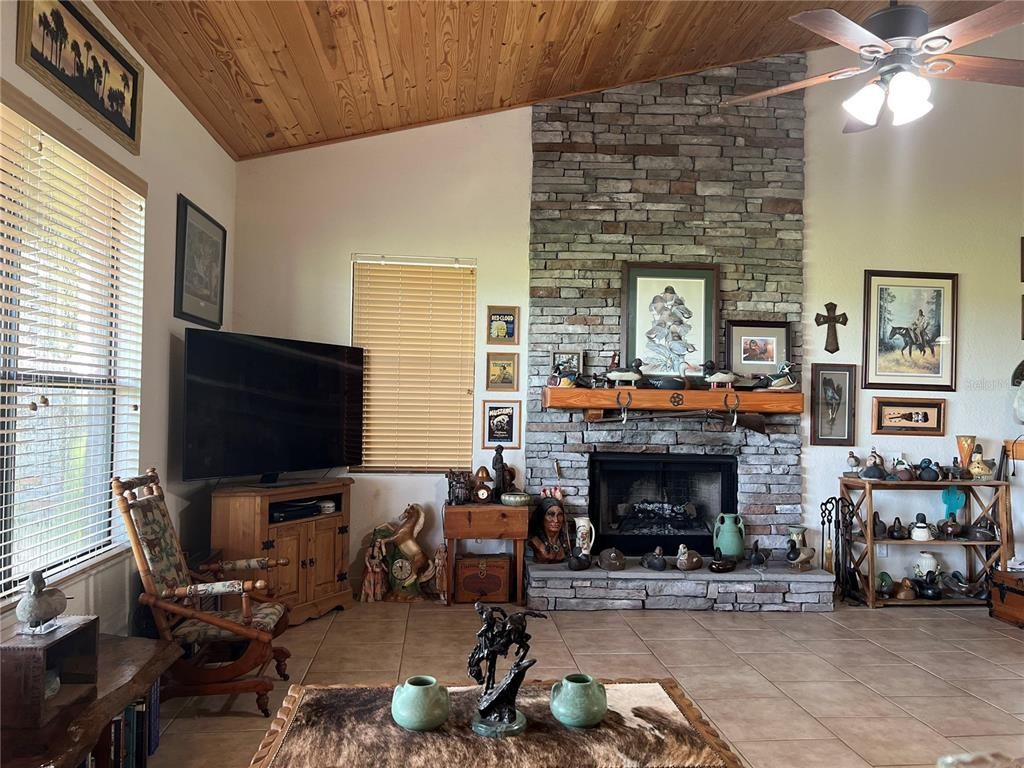 Fireplace, Interior, Stone Walls, Wooden Ceilings