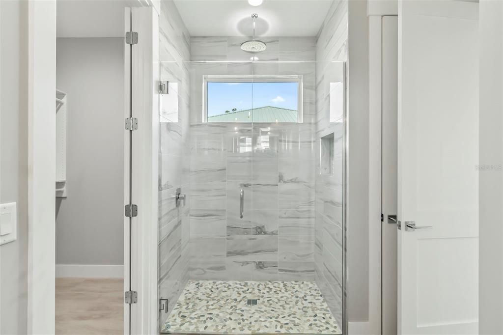 Bathroom, Glass Shower, Interior, Marble Walls