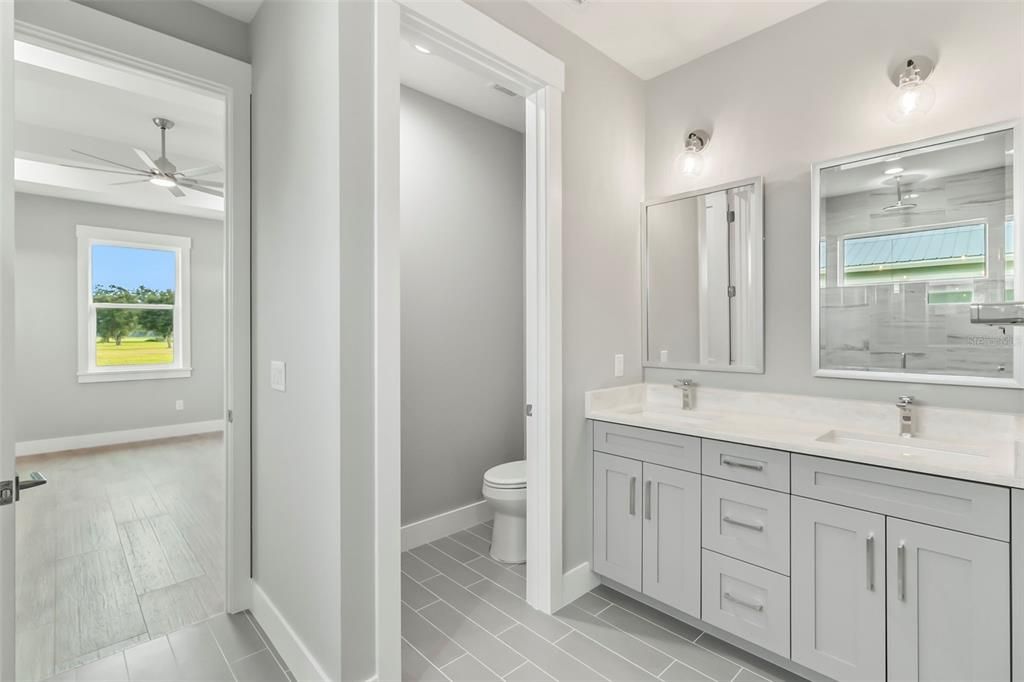 Bathroom, Dual Sink Vanities, Interior, Wood Texture Flooring