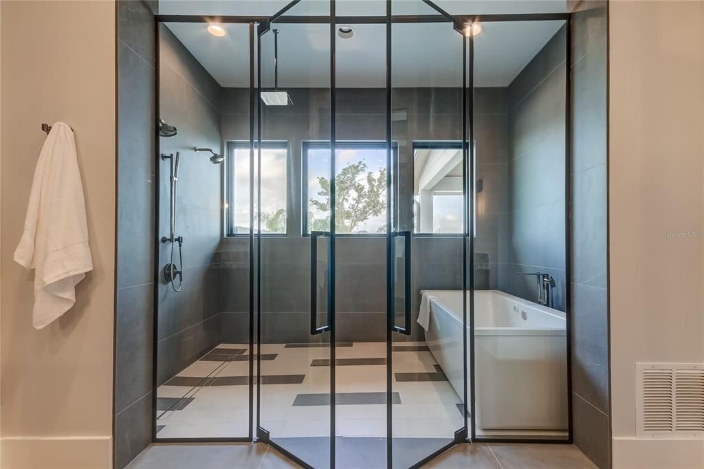 Bathroom, Glass Shower, Interior, Recessed Lighting