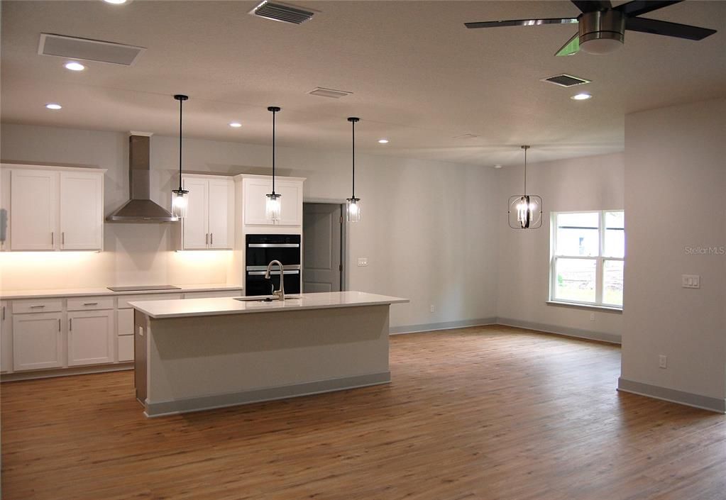 Interior, Kitchen, Pendant Lights, Recessed Lighting, Wood Texture Flooring