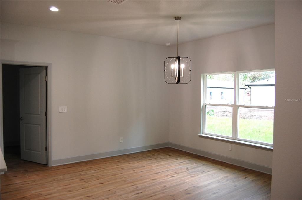 Empty room, Interior, Pendant Lights, Recessed Lighting, Wood Texture Flooring