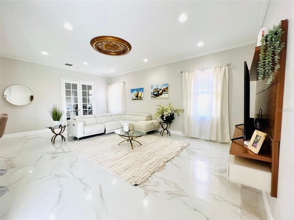 Interior, Living room, Marble, Recessed Lighting