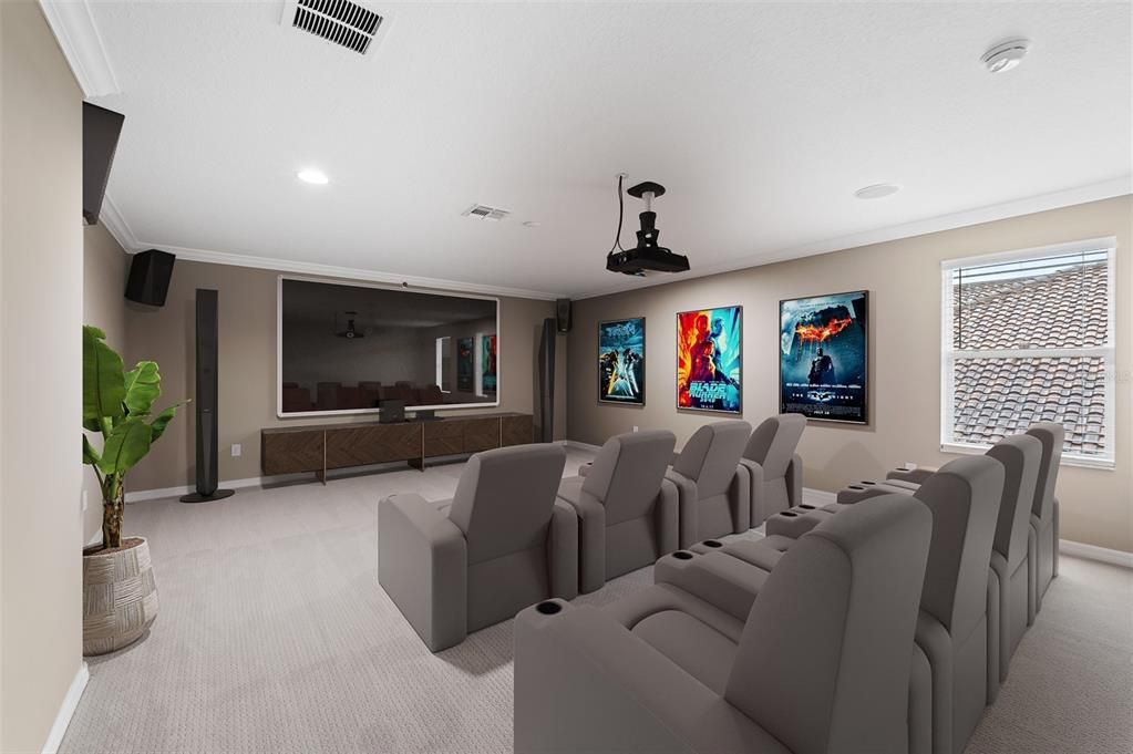 Home Theatre Room, Interior, Projection Screen, Recessed Lighting, Theatre Room