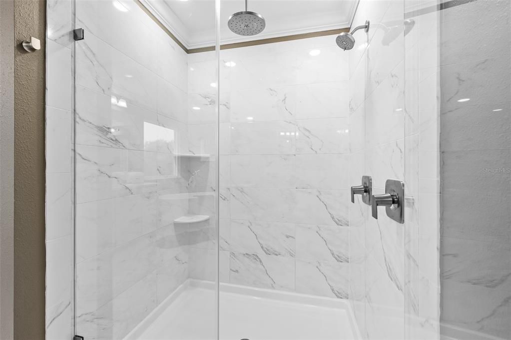 Bathroom, Glass Shower, Interior, Marble Walls