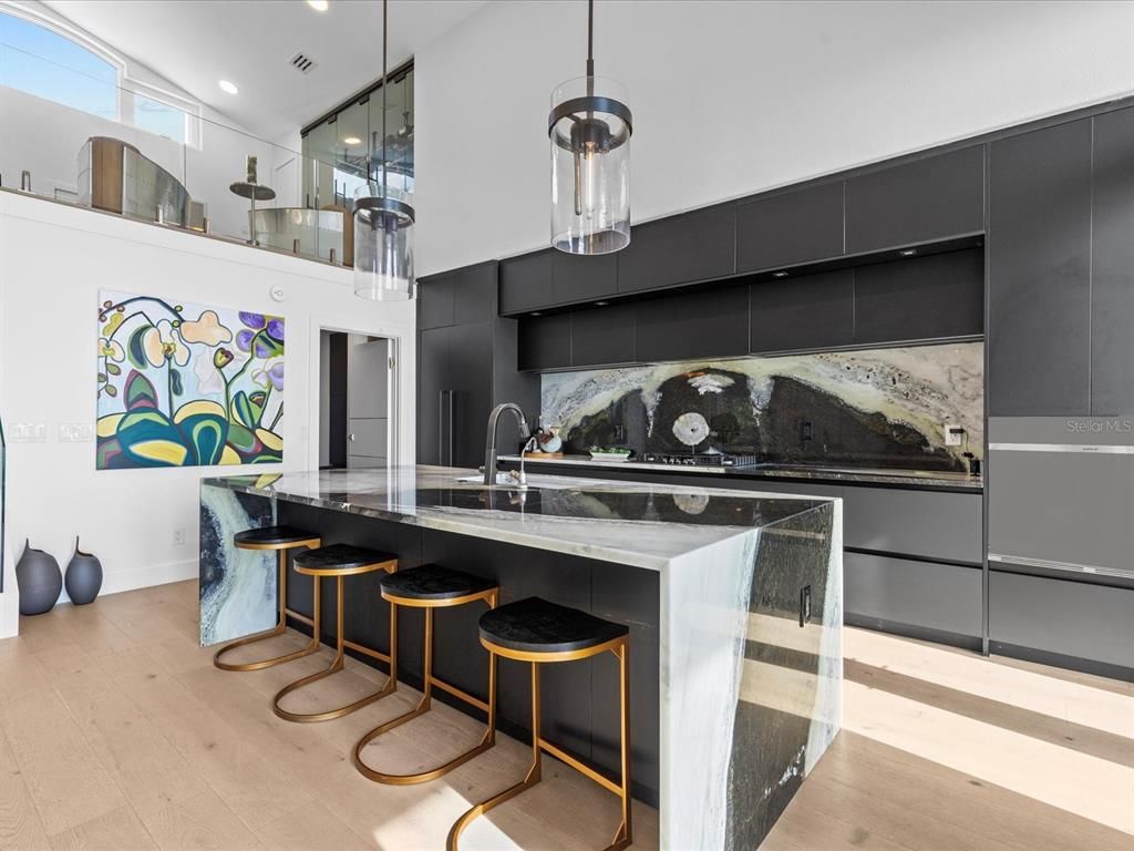 Interior, Kitchen, Pendant Lights, Recessed Lighting, Wood Texture Flooring