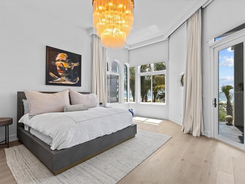 Bedroom, Chandelier, Interior, Wood Texture Flooring