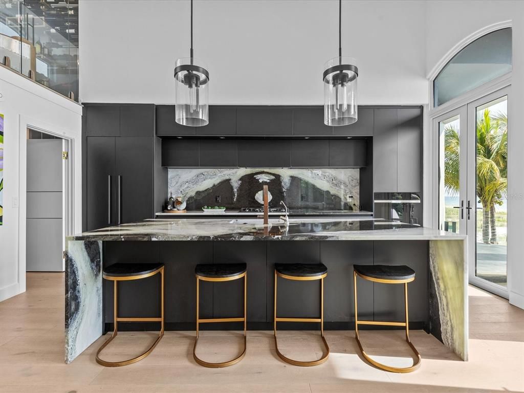 Interior, Kitchen, Pendant Lights, Wood Texture Flooring
