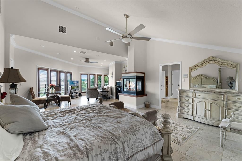 Bedroom, Fireplace, Interior, Recessed Lighting