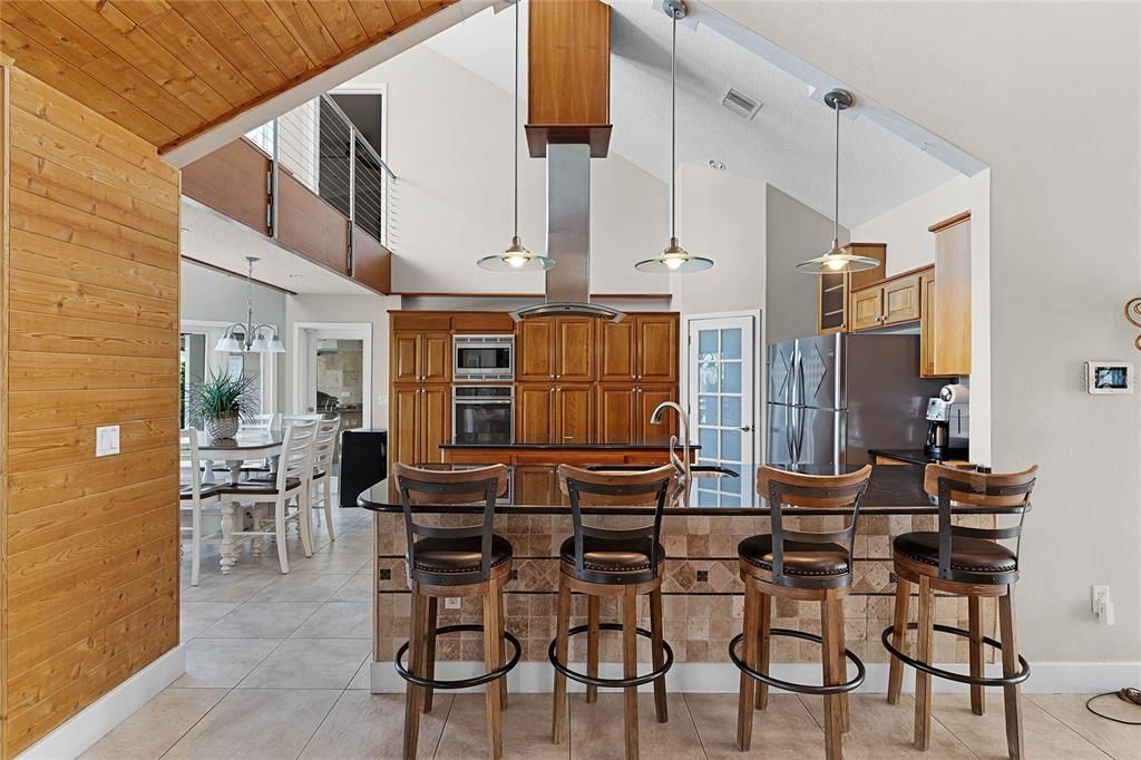 Dining room, Interior, Kitchen, Pendant Lights, Wooden Ceilings, Wooden Walls