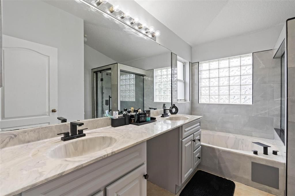 Bathroom, Dual Sink Vanities, Glass Shower, Interior