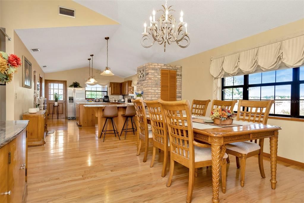 Chandelier, Dining room, Interior, Kitchen, Pendant Lights, Wood Texture Flooring