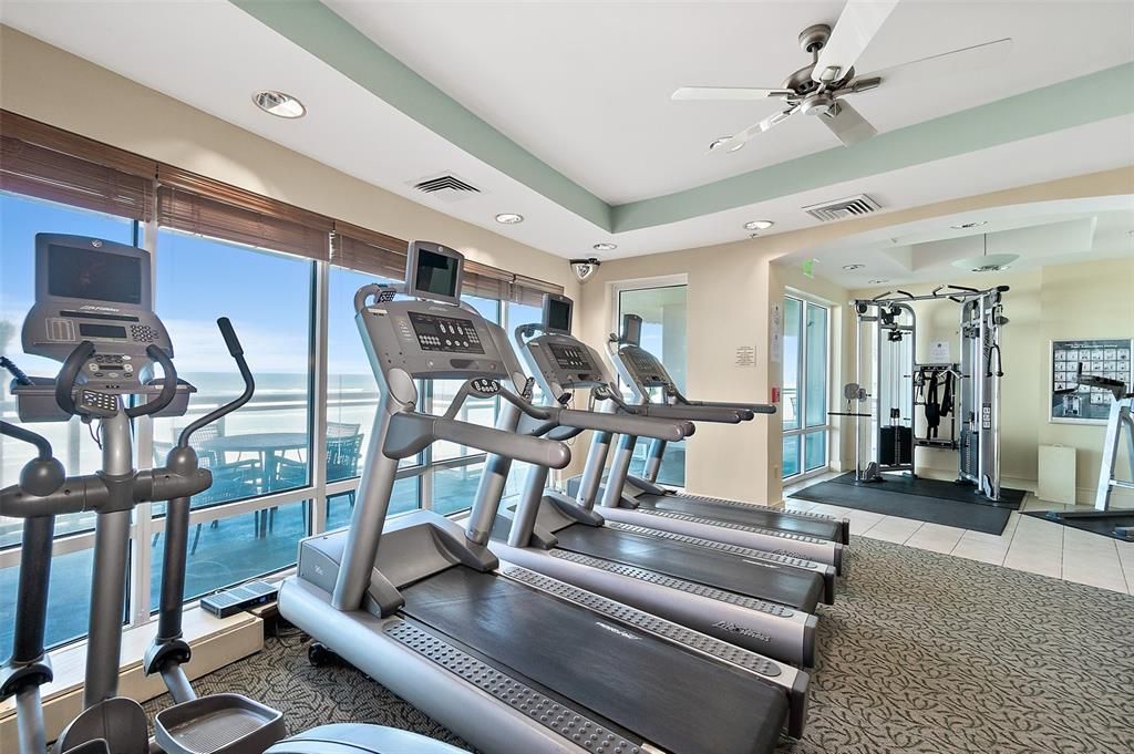 Fitness Equipment, Gym, Interior, Recessed Lighting, Water