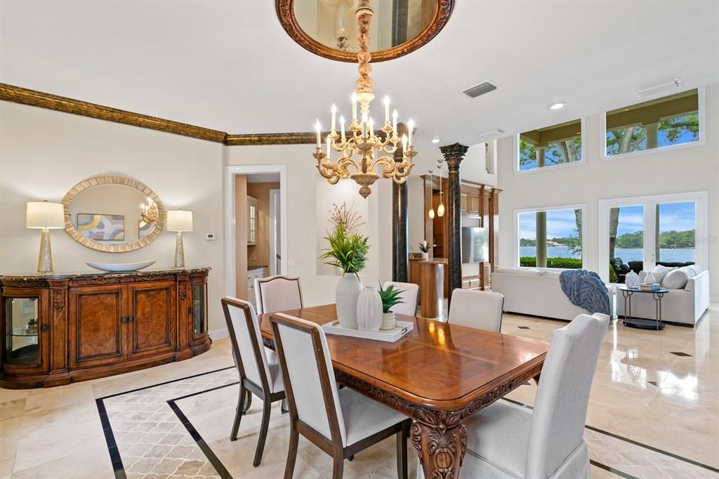 Chandelier, Dining room, Interior, Living room, Recessed Lighting, Water