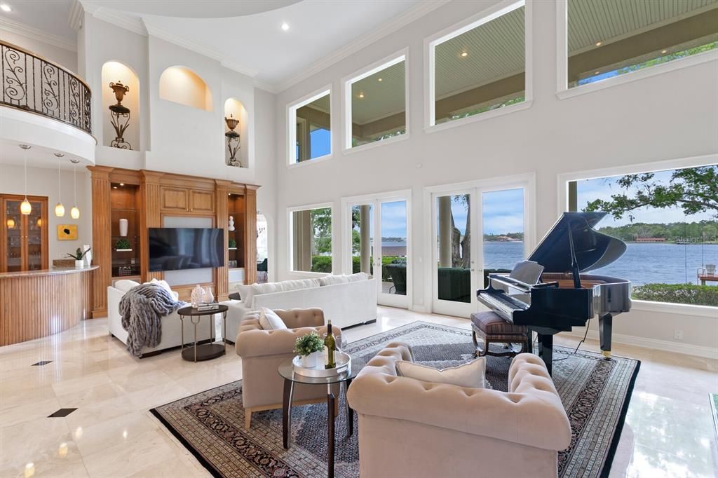 Interior, Living room, Piano, Recessed Lighting, Water