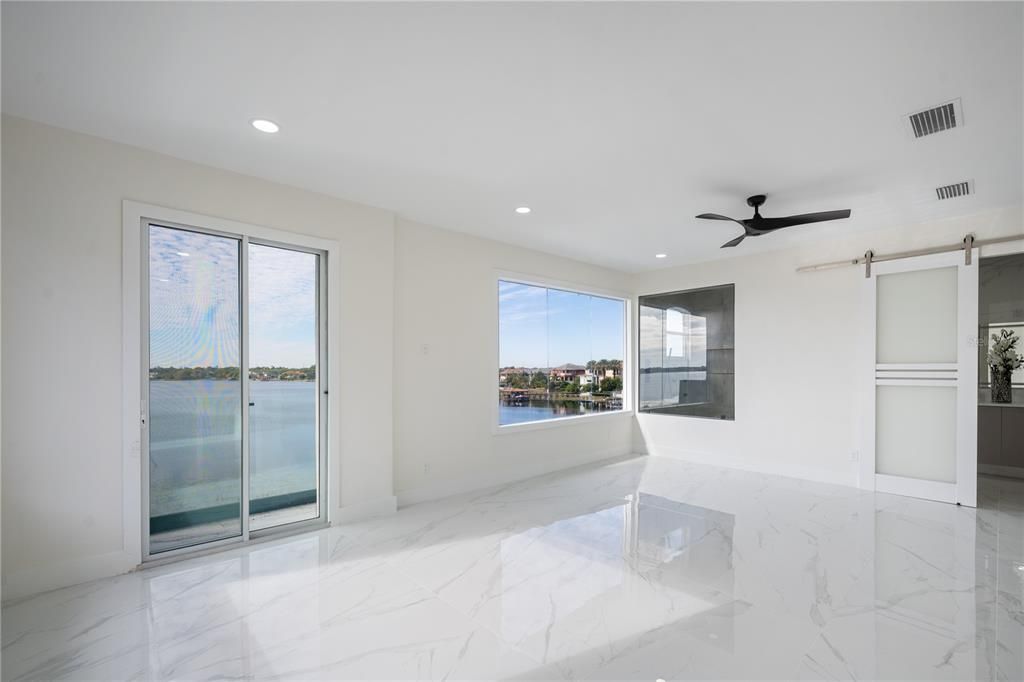 Empty room, Interior, Marble, Recessed Lighting, Water