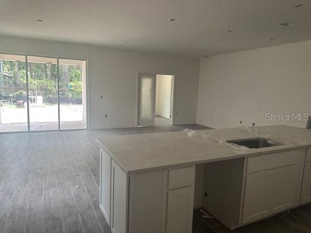 Empty room, Interior, Kitchen, Recessed Lighting, Wood Texture Flooring