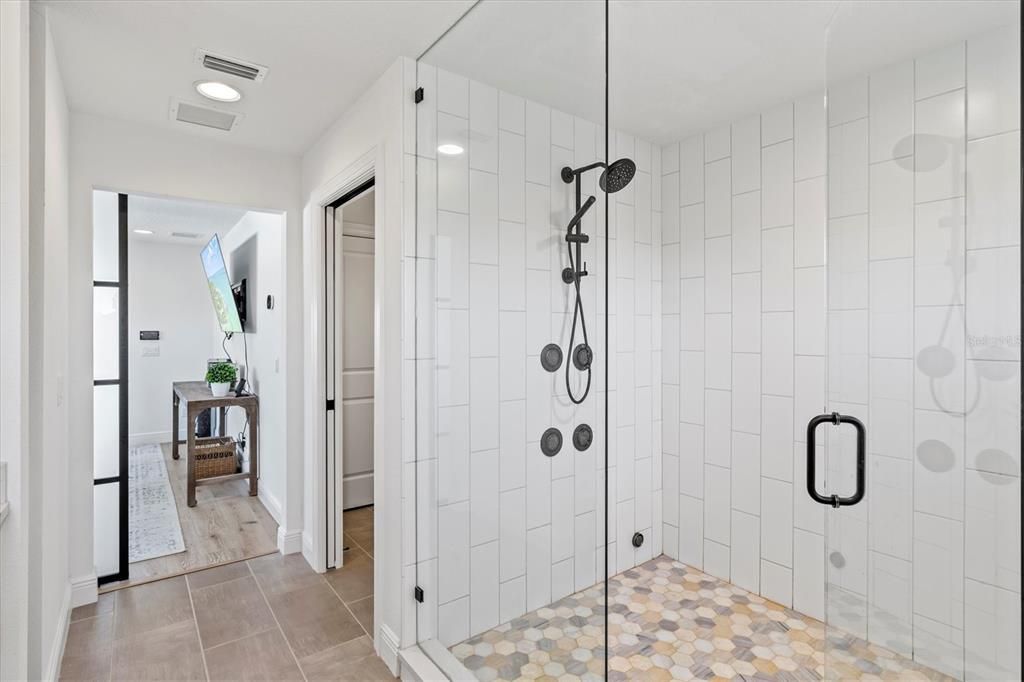 Bathroom, Glass Shower, Interior, Recessed Lighting