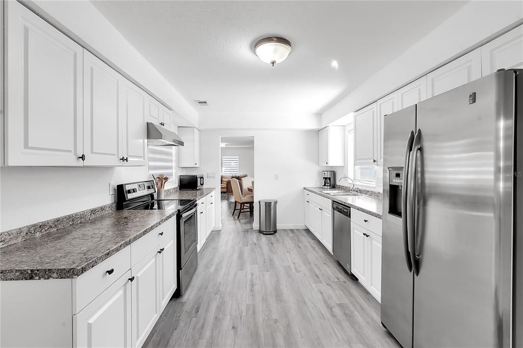 Interior, Kitchen, Stainless Steel Appliances, Wood Texture Flooring