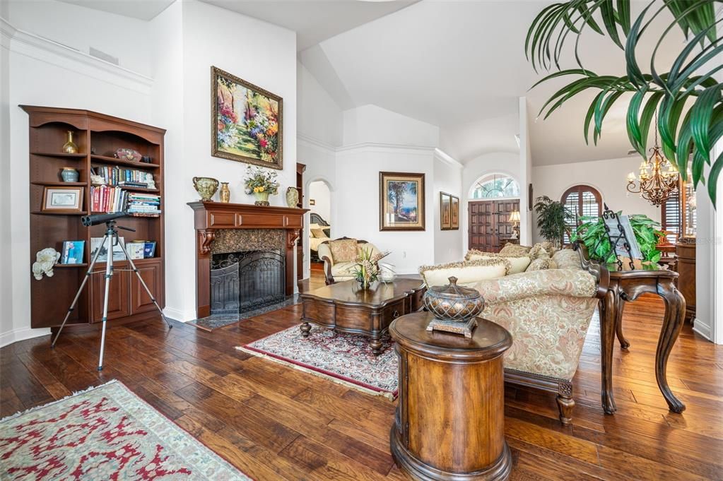 Chandelier, Fireplace, Interior, Living room, Wood Texture Flooring