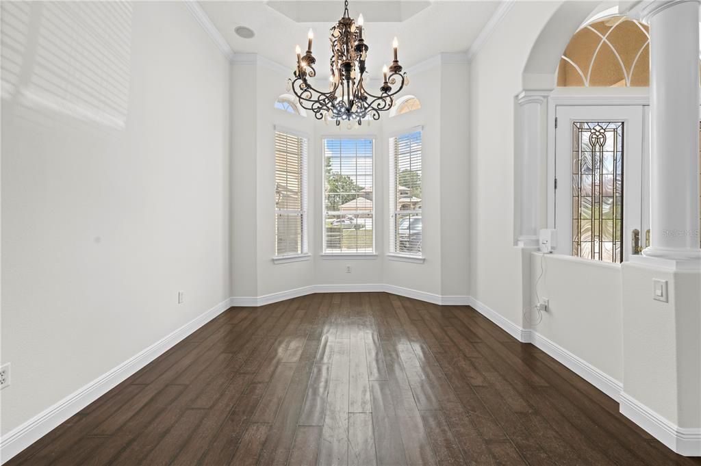 Chandelier, Dining room, Interior, Wood Texture Flooring