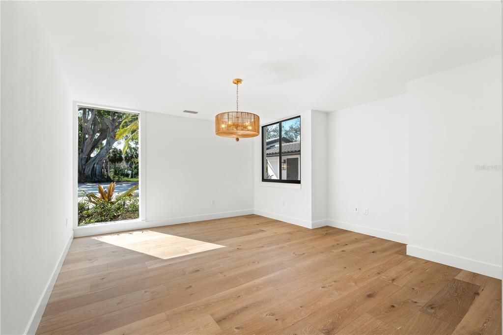 Empty room, Interior, Pendant Lights, Wood Texture Flooring