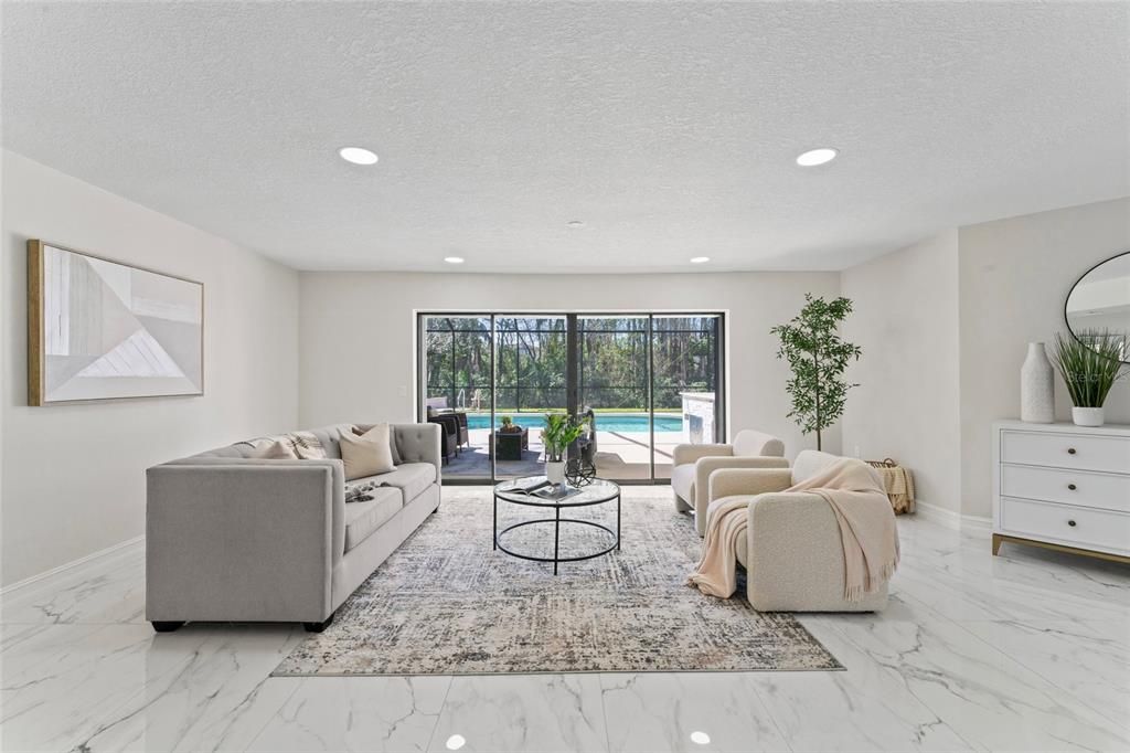 Interior, Living room, Marble, Recessed Lighting