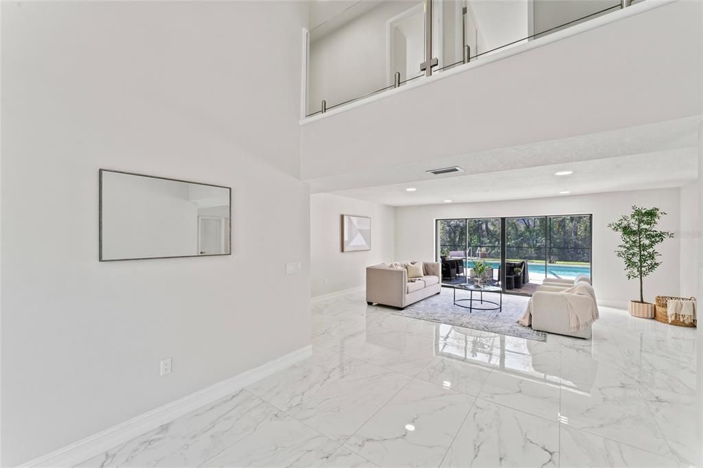 Interior, Living room, Marble, Recessed Lighting