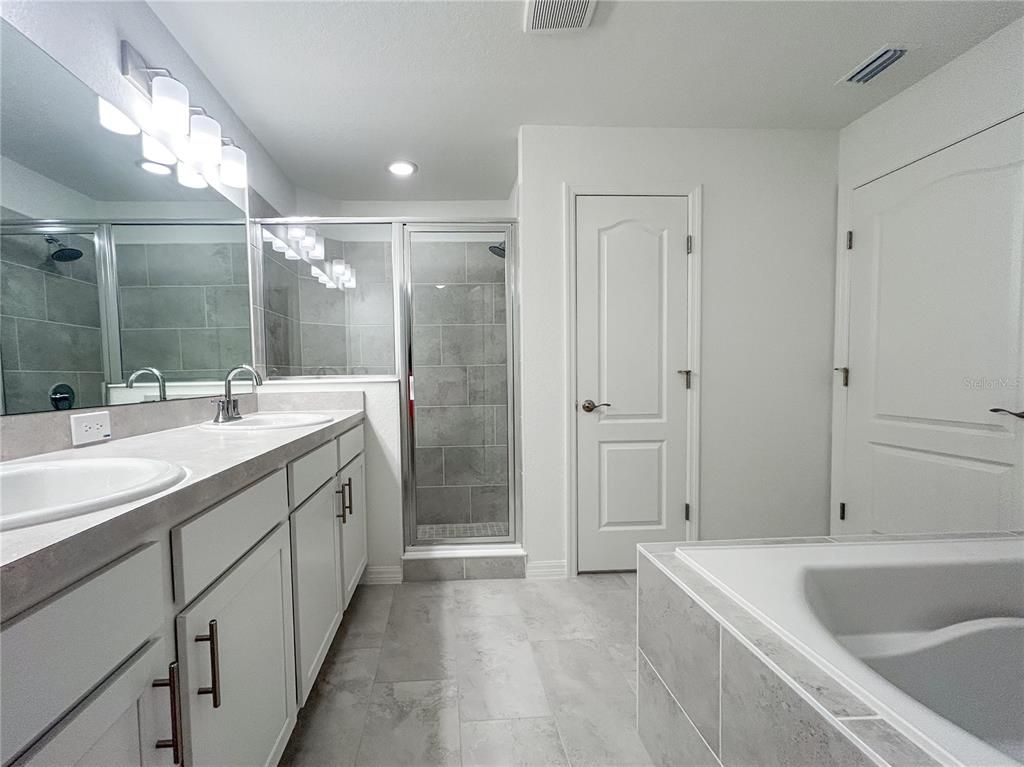 Bathroom, Dual Sink Vanities, Glass Shower, Interior, Recessed Lighting