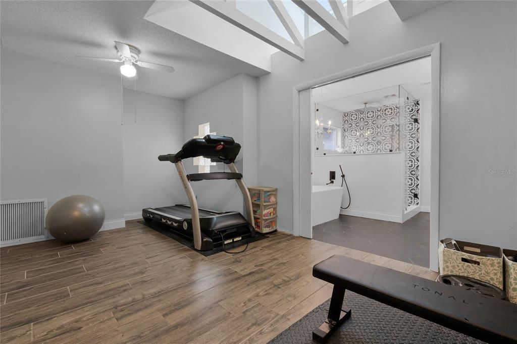 Fitness Equipment, Interior, Wood Texture Flooring
