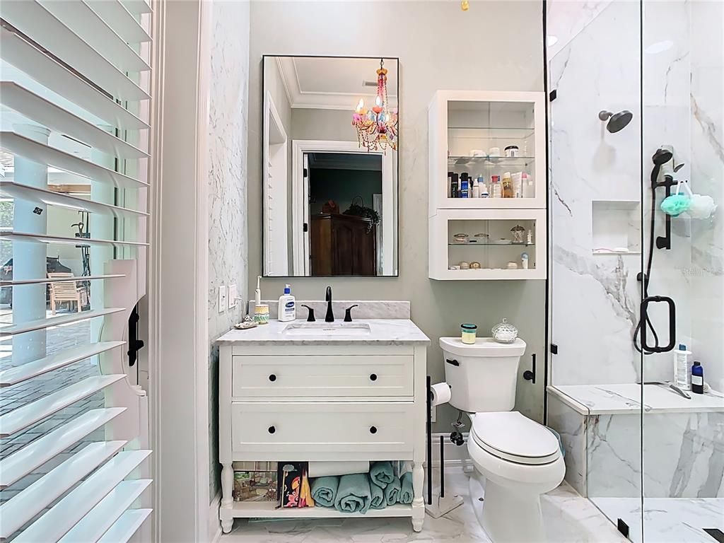Bathroom, Glass Shower, Interior, Marble, Marble Walls