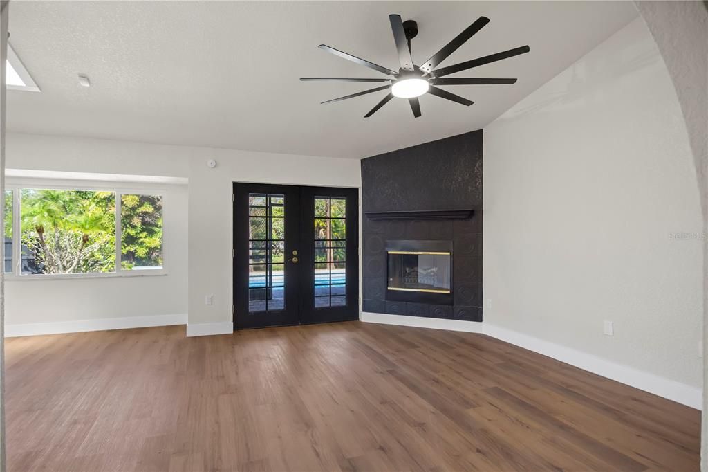 Empty room, Fireplace, Interior, Wood Texture Flooring