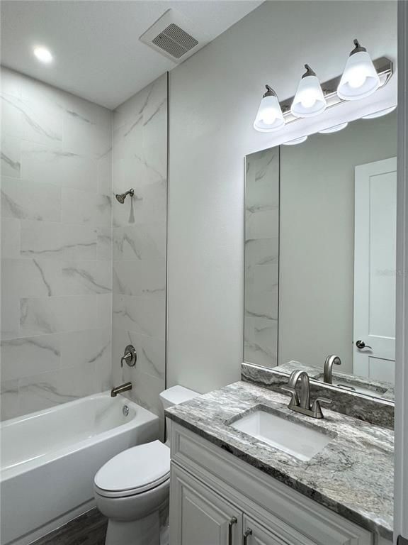 Bathroom, Interior, Marble Walls, Recessed Lighting