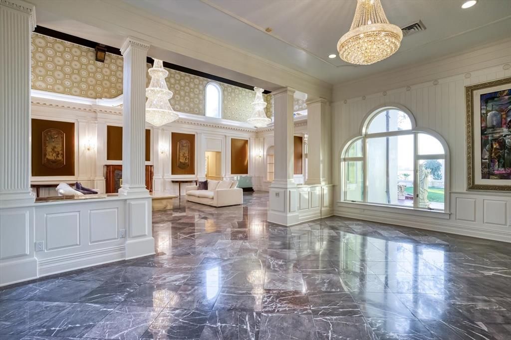 Chandelier, Interior, Marble, Recessed Lighting