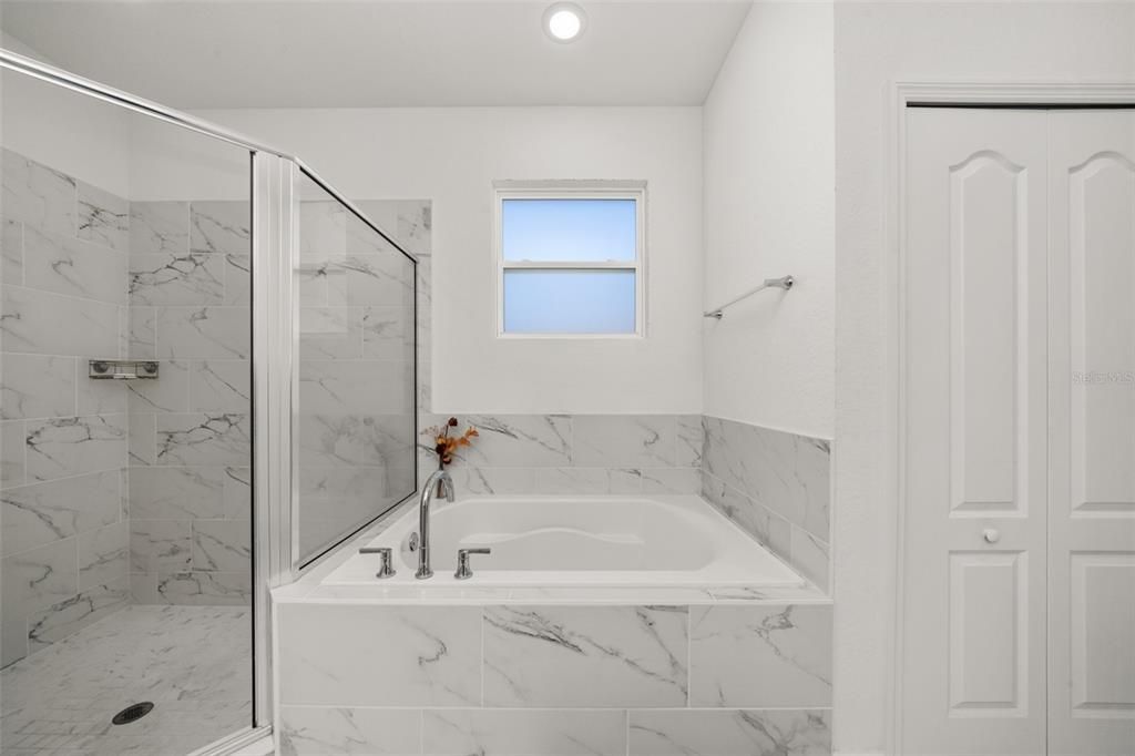 Bathroom, Glass Shower, Interior, Marble Walls, Recessed Lighting
