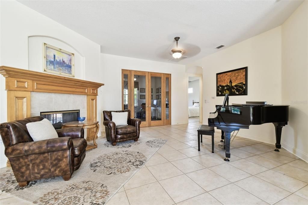 Fireplace, Interior, Living room, Piano